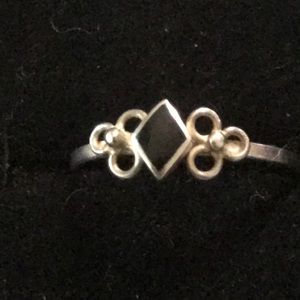 Diamond shape Blk onyx 925 Sterling Silver Ring